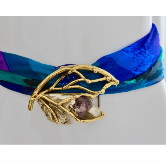 Copa Collection Belt Buckle with Amethyst Stone Vintage 70s Rare Abstract - Picture 6 of 8